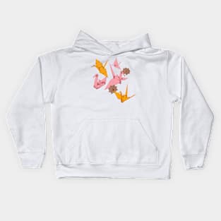 Tsuru origami pattern Kids Hoodie